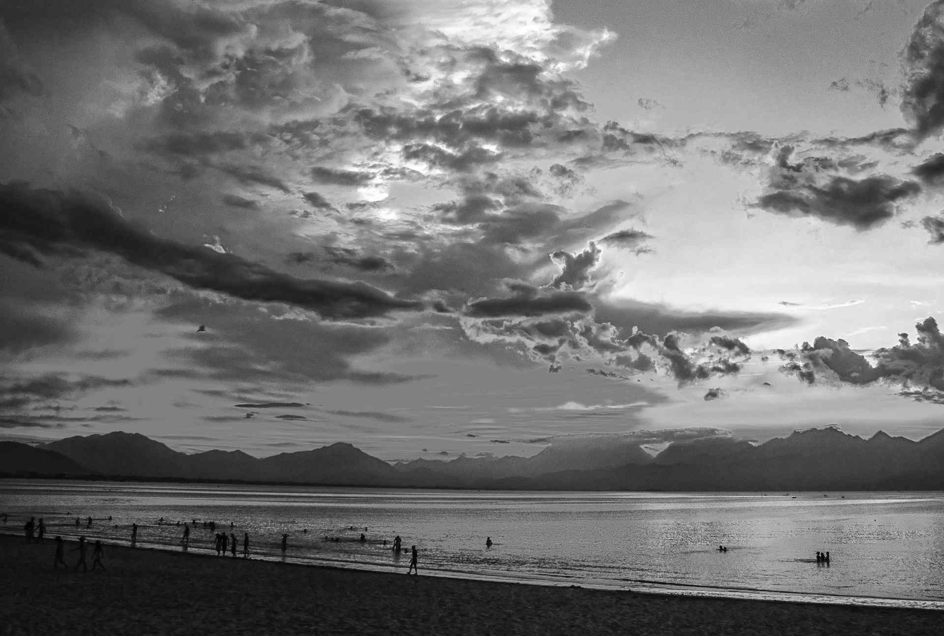 a dull, greyscale sunset