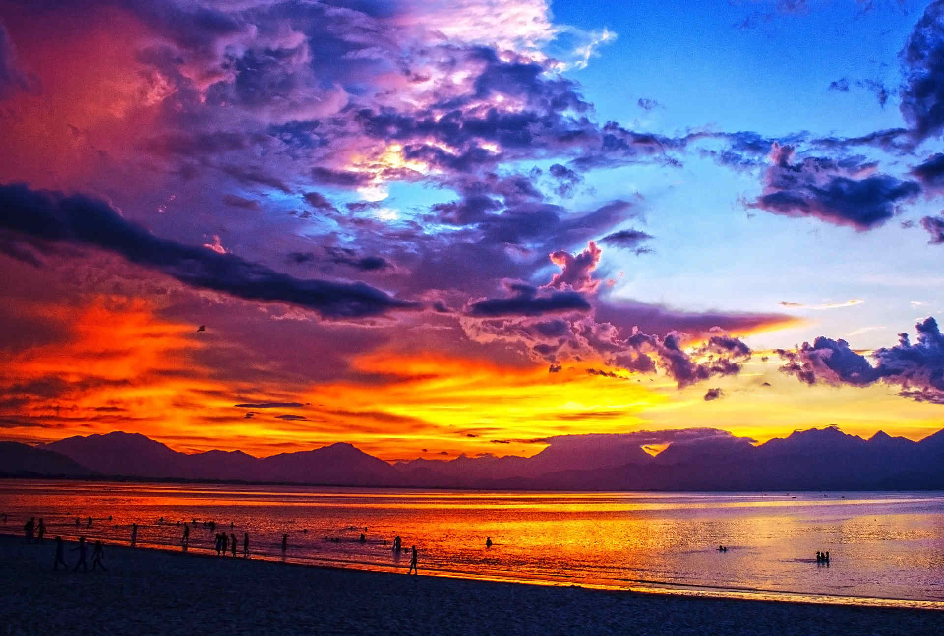 a colorful, public domain sunset
